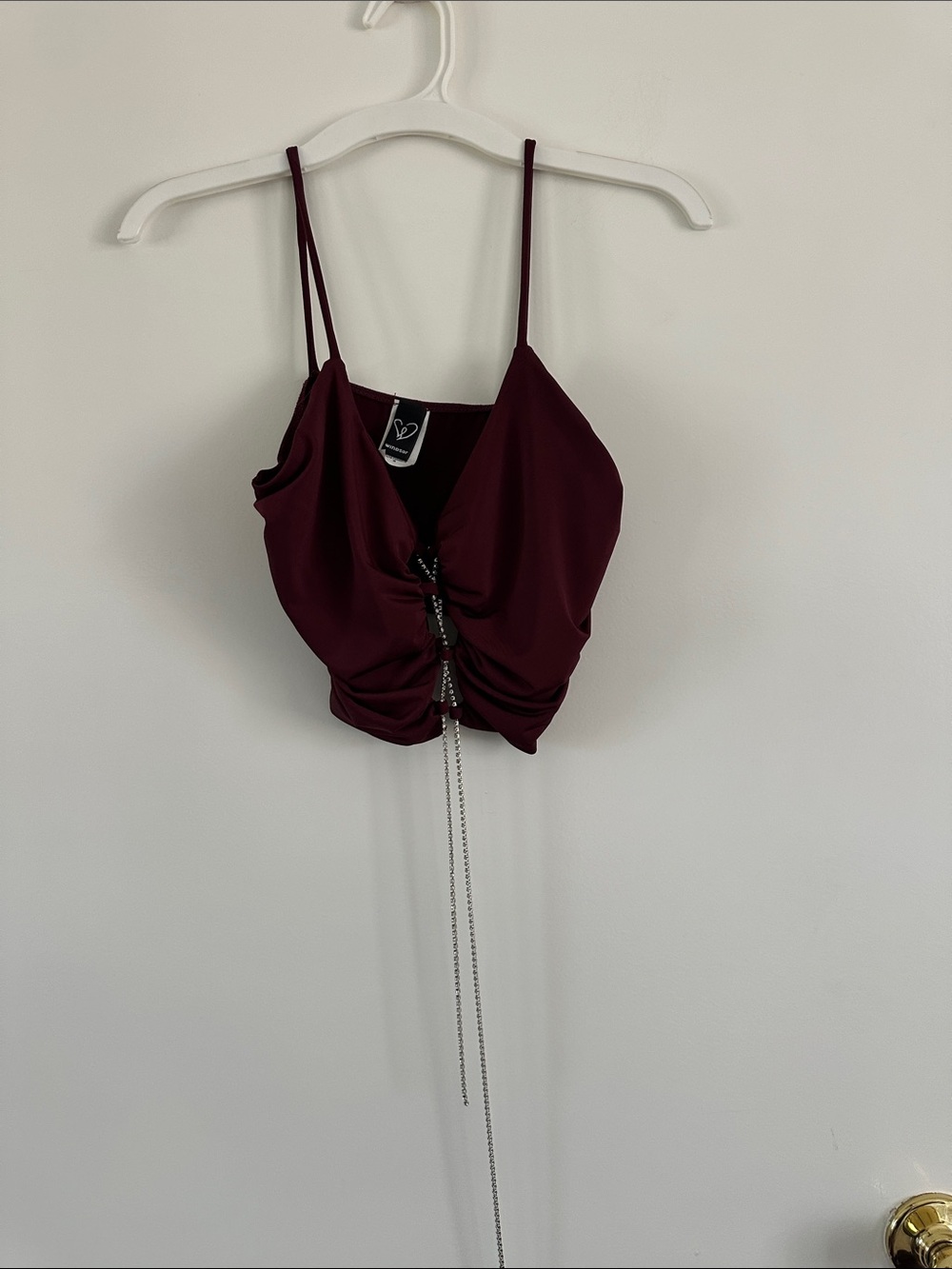 Windsor Maroon Ruched Chain-Accent Cami